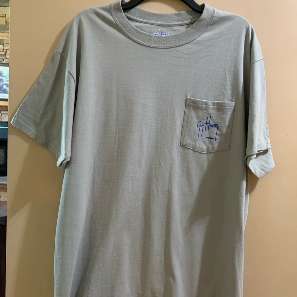 Guy Harvey Gray Short Sleeve Tee with Pocket